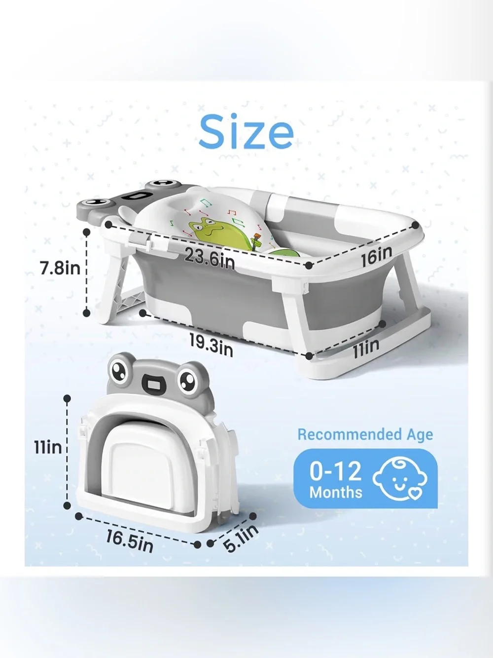 Baby Bathtub, Collapsible Newborn Bathtub For Infant To Toddler